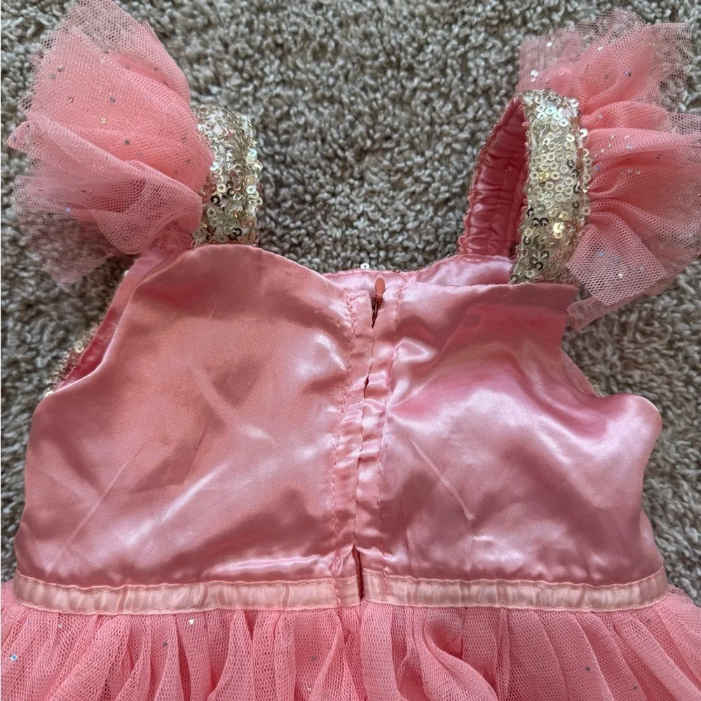 Popatu Toddler 2T Sequin Tulle Party Dress – Pink & Gold Sparkle Dress Fancy